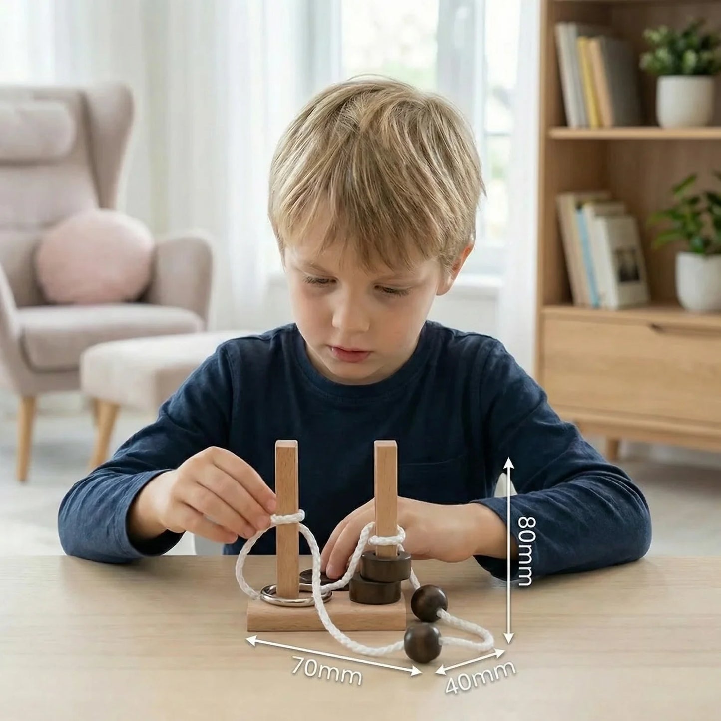 Wooden Rope-Puzzle