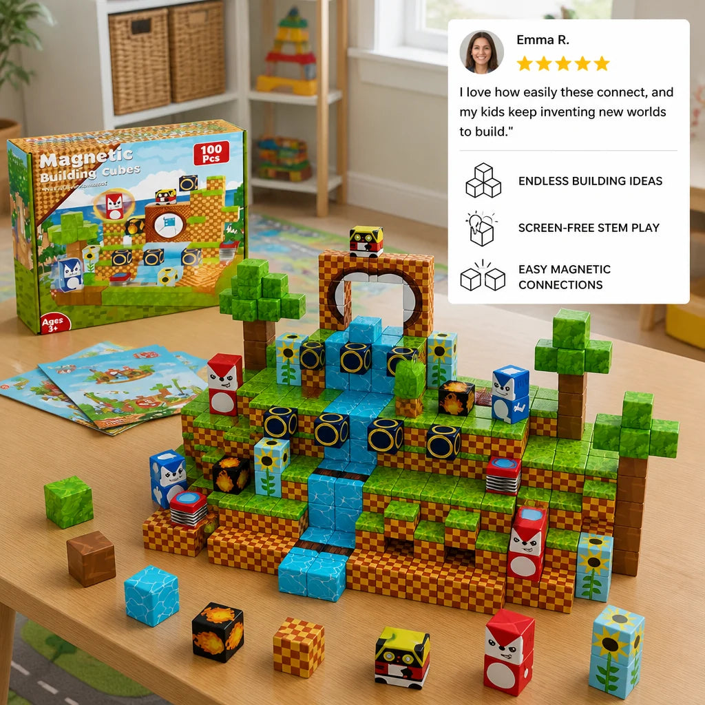 100-Piece Magnetic Building Cube Set
