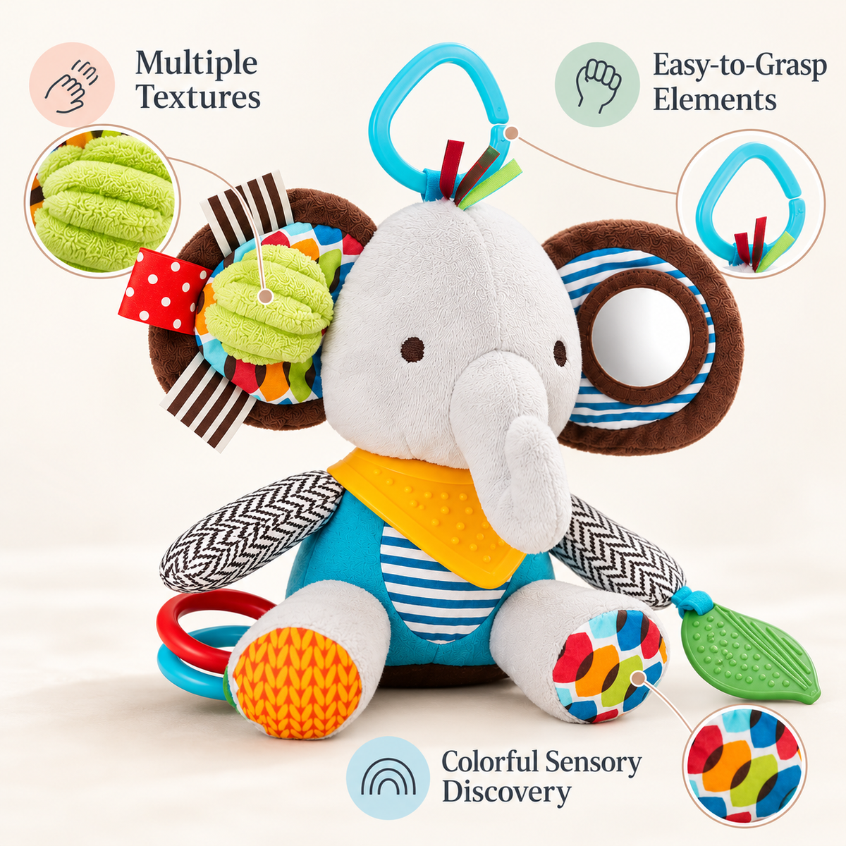 SnuggleRattle Sensory Plush Teething Toy