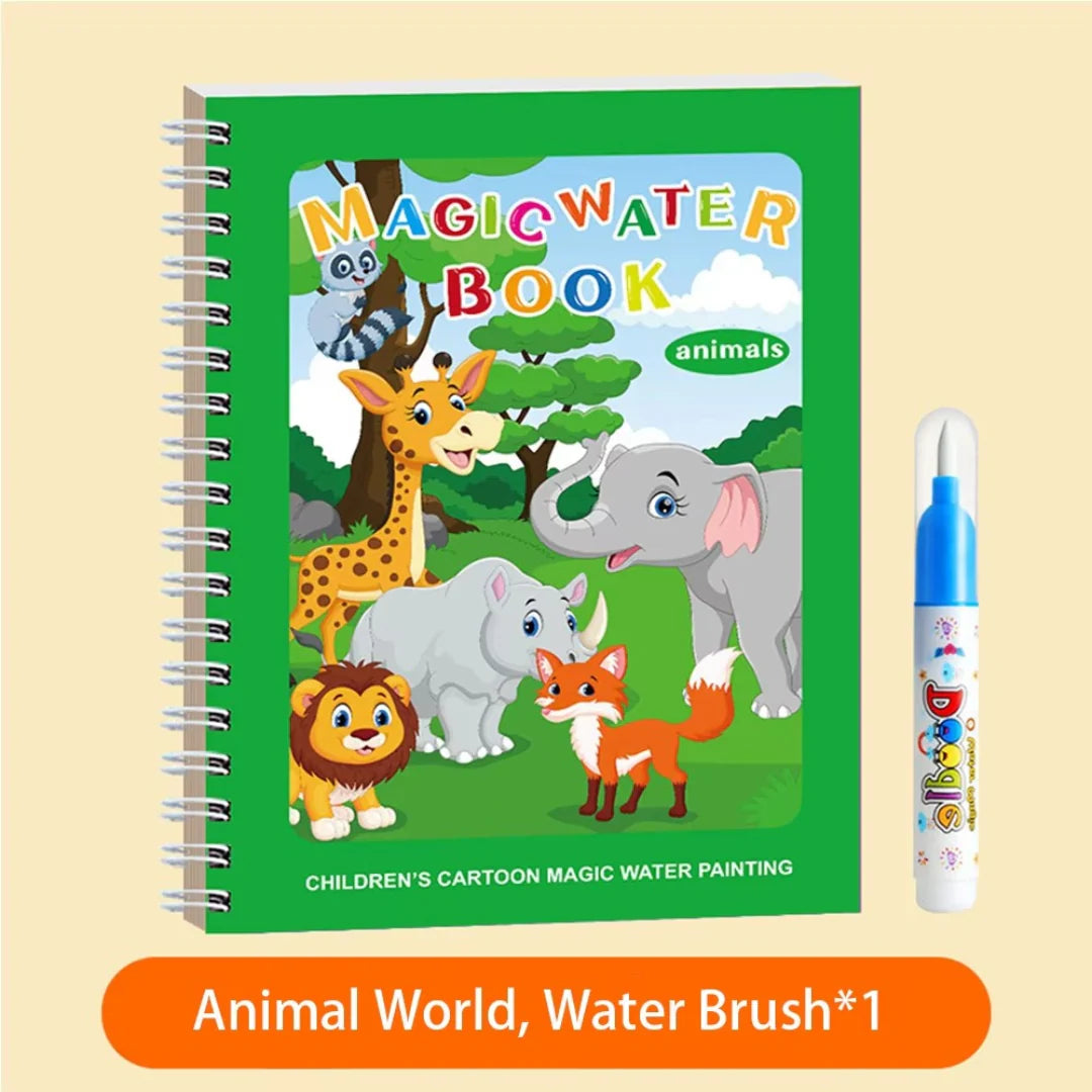WonderWater Self-Erase Paint Book + Water Brush Kit