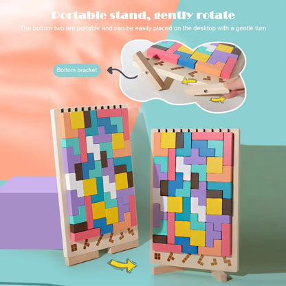 GeoStack Montessori Wooden Blocks & Shape Building Set