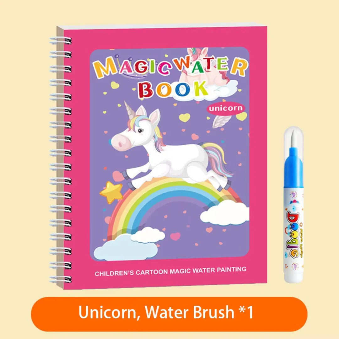WonderWater Self-Erase Paint Book + Water Brush Kit