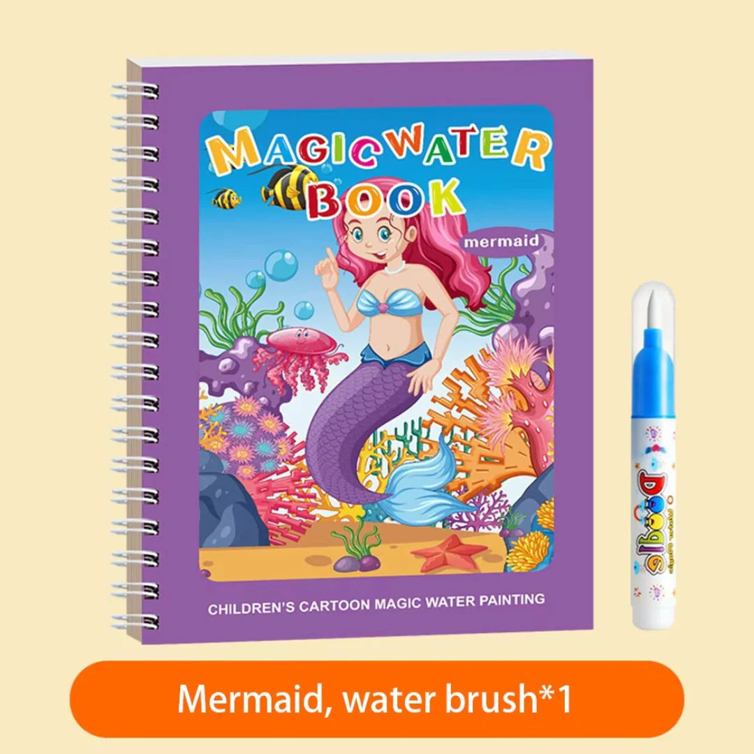WonderWater Self-Erase Paint Book + Water Brush Kit
