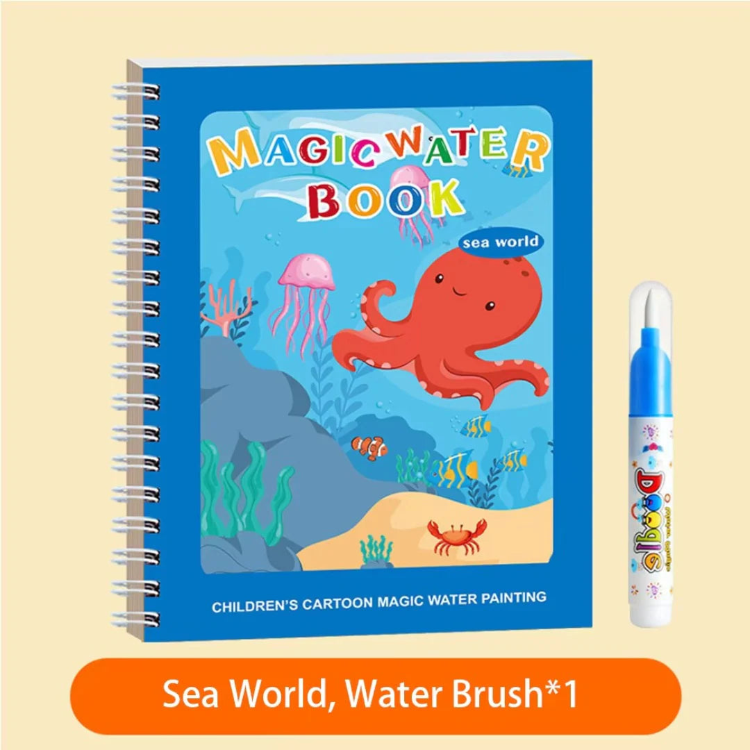 WonderWater Self-Erase Paint Book + Water Brush Kit