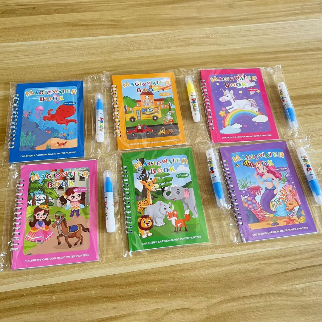 WonderWater Self-Erase Paint Book + Water Brush Kit