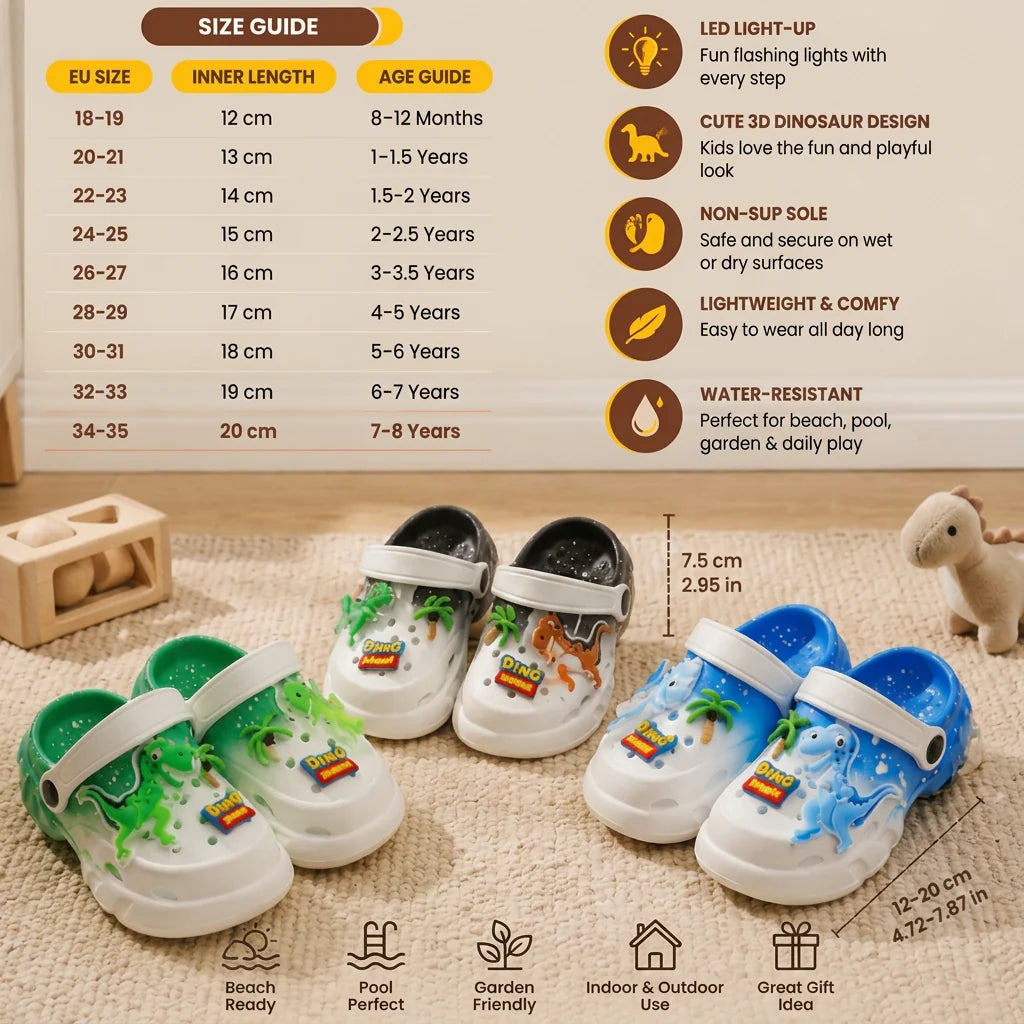 Dinosaur Light-Up Clogs