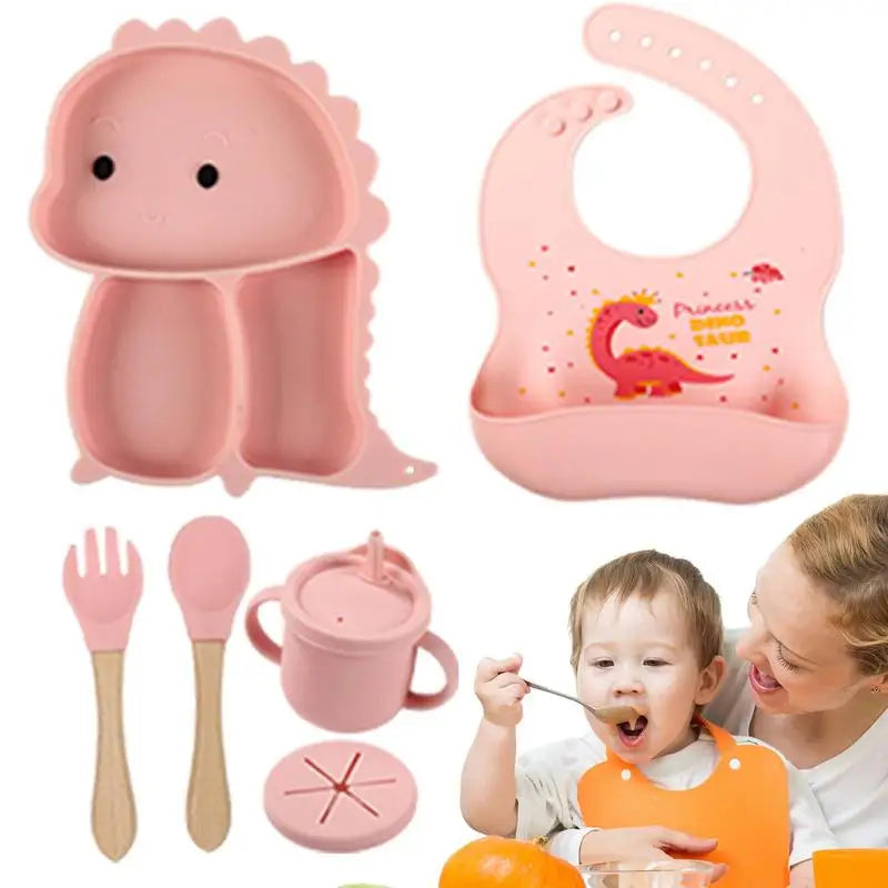 DinoFeast Silicone Dinnerware Set for Kids