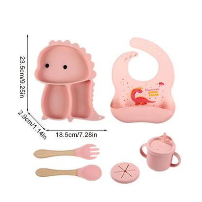 DinoFeast Silicone Dinnerware Set for Kids