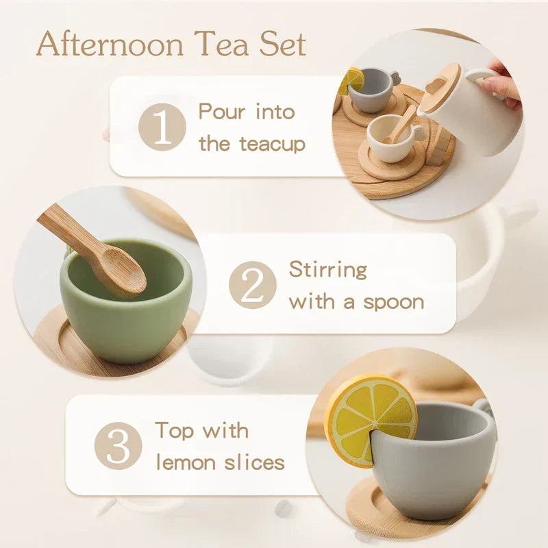 TinyTea Wood & Silicone Play Tea Set