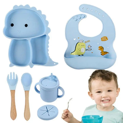 DinoFeast Silicone Dinnerware Set for Kids