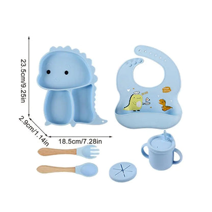 DinoFeast Silicone Dinnerware Set for Kids