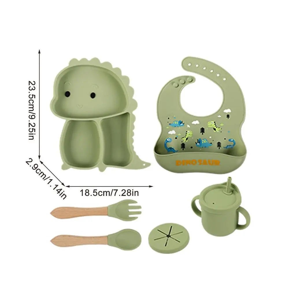 DinoFeast Silicone Dinnerware Set for Kids