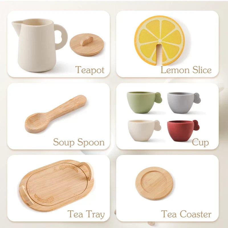 TinyTea Wood & Silicone Play Tea Set