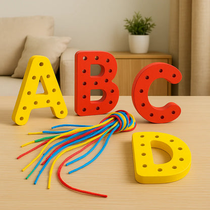 Alphabet & Number Wooden Threading Toy