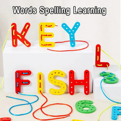 Alphabet & Number Wooden Threading Toy