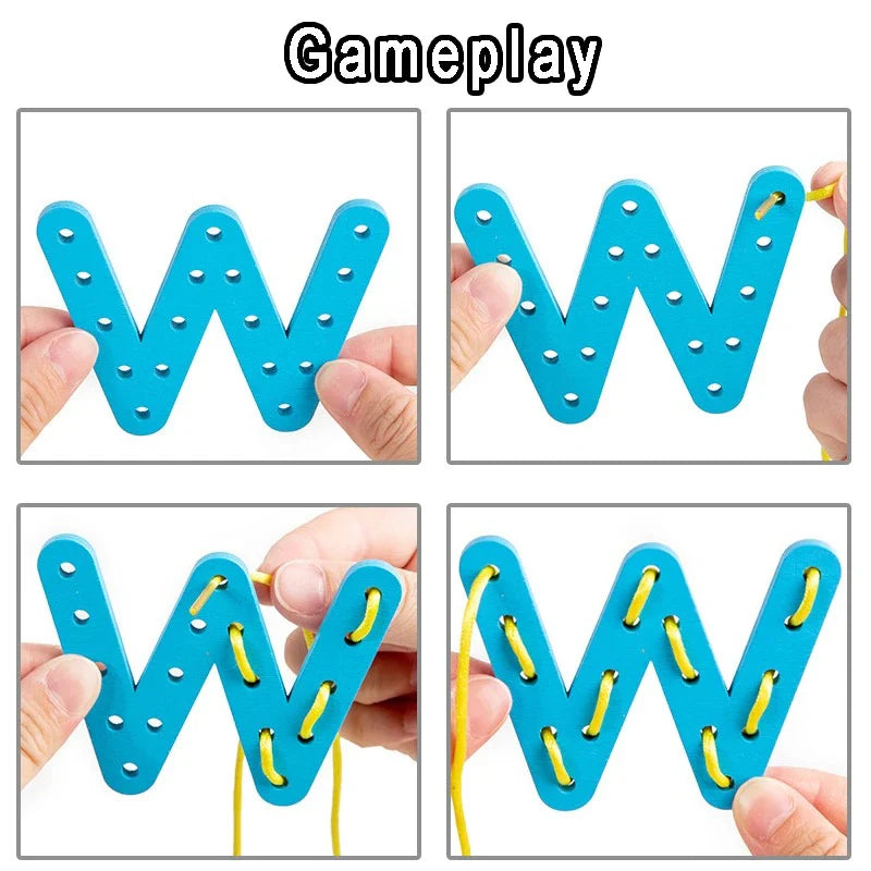 Alphabet & Number Wooden Threading Toy