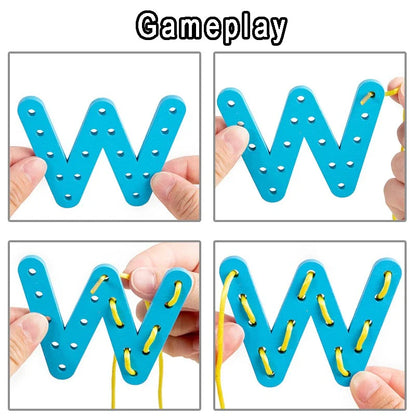 Alphabet & Number Wooden Threading Toy