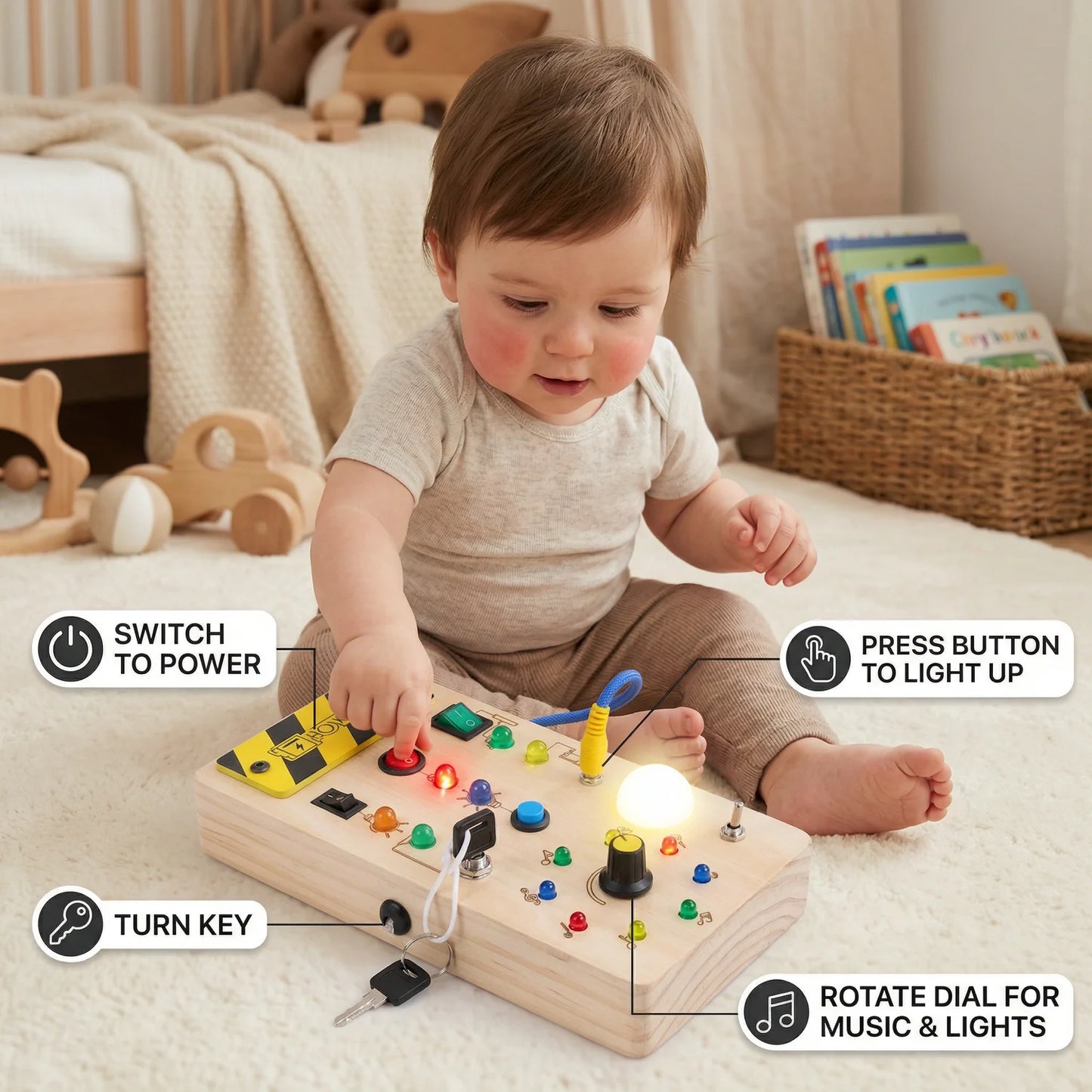 Montessori Sensory Activity Board with Lights
